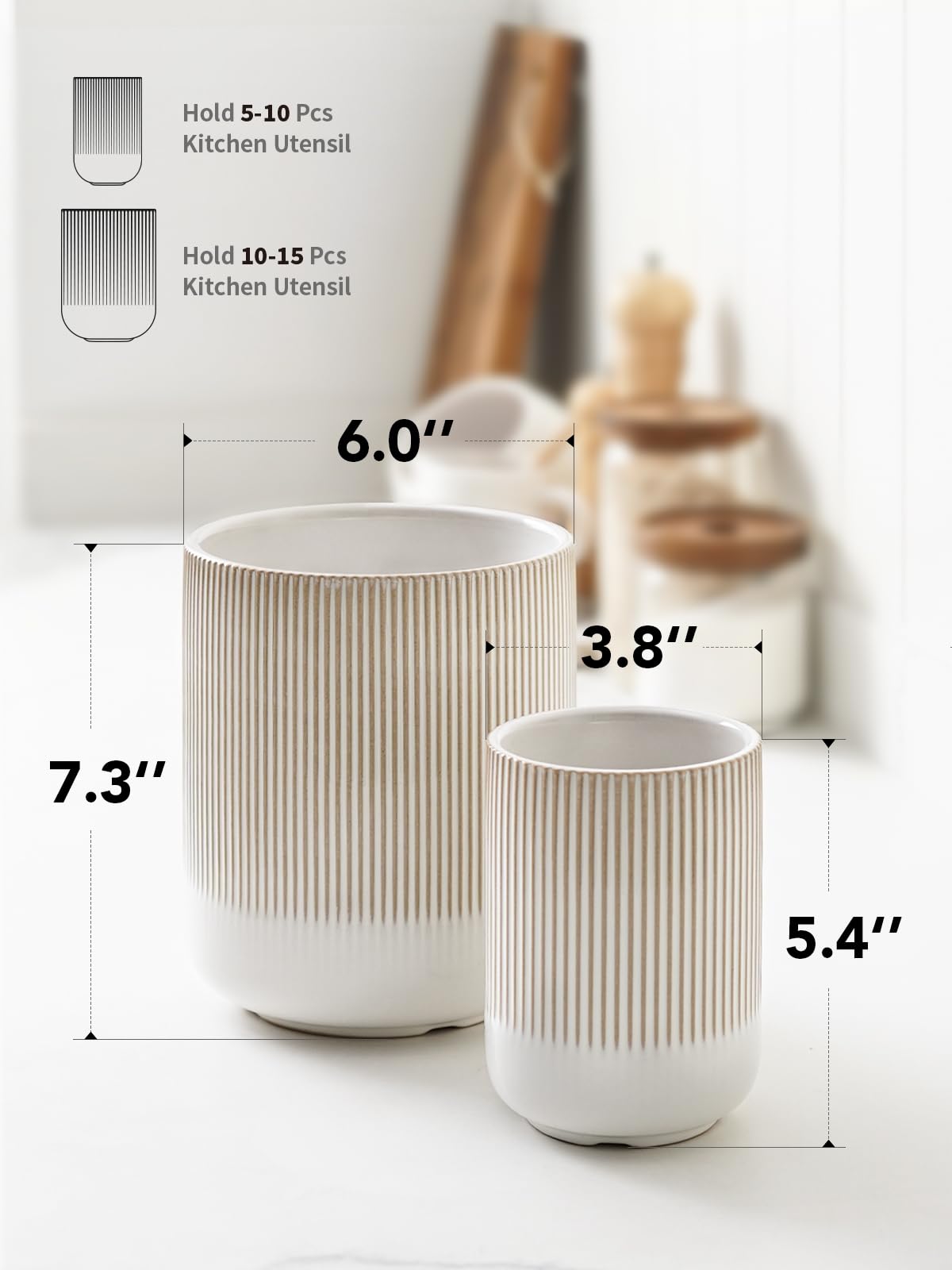 Uso versátil: LE TAUCI porta-utensilios también funciona como jarrón decorativo