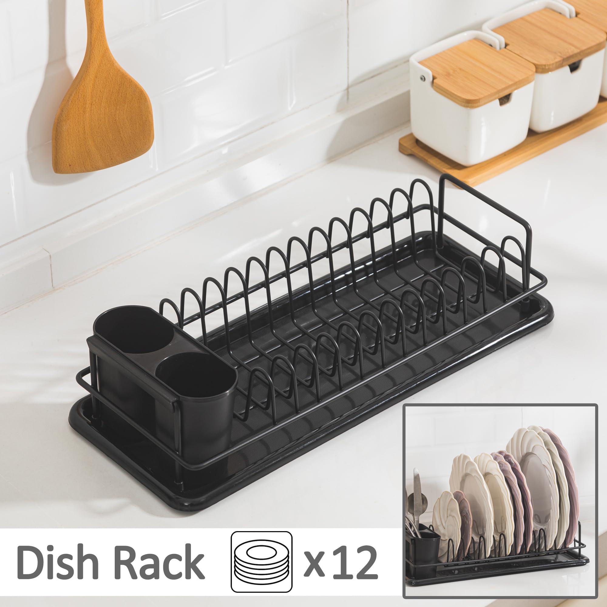 Leadfun secador de platos con capacidad para 12 platos en negro