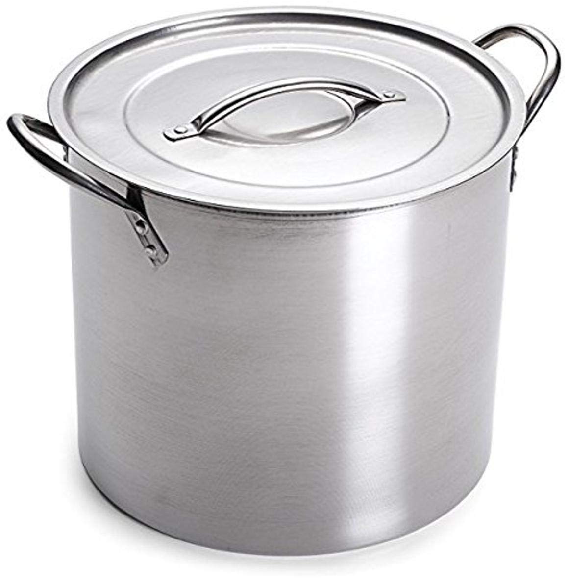 Olla Learn To Brew LLC en acero inoxidable de 5 galones con tapa, ideal para hervir cerveza.