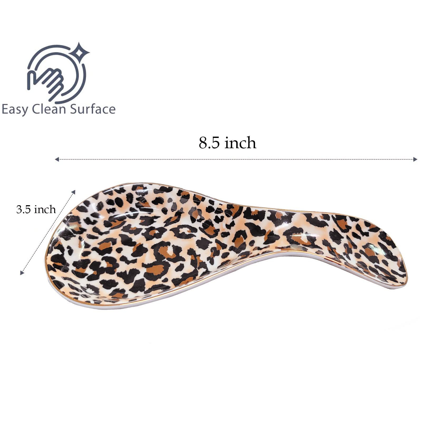 LEAZUL cerámica con borde dorado y leopardo combina estilo y función