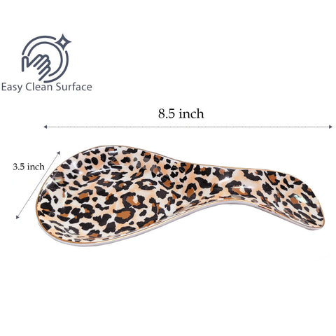 LEAZUL cerámica con borde dorado y leopardo combina estilo y función