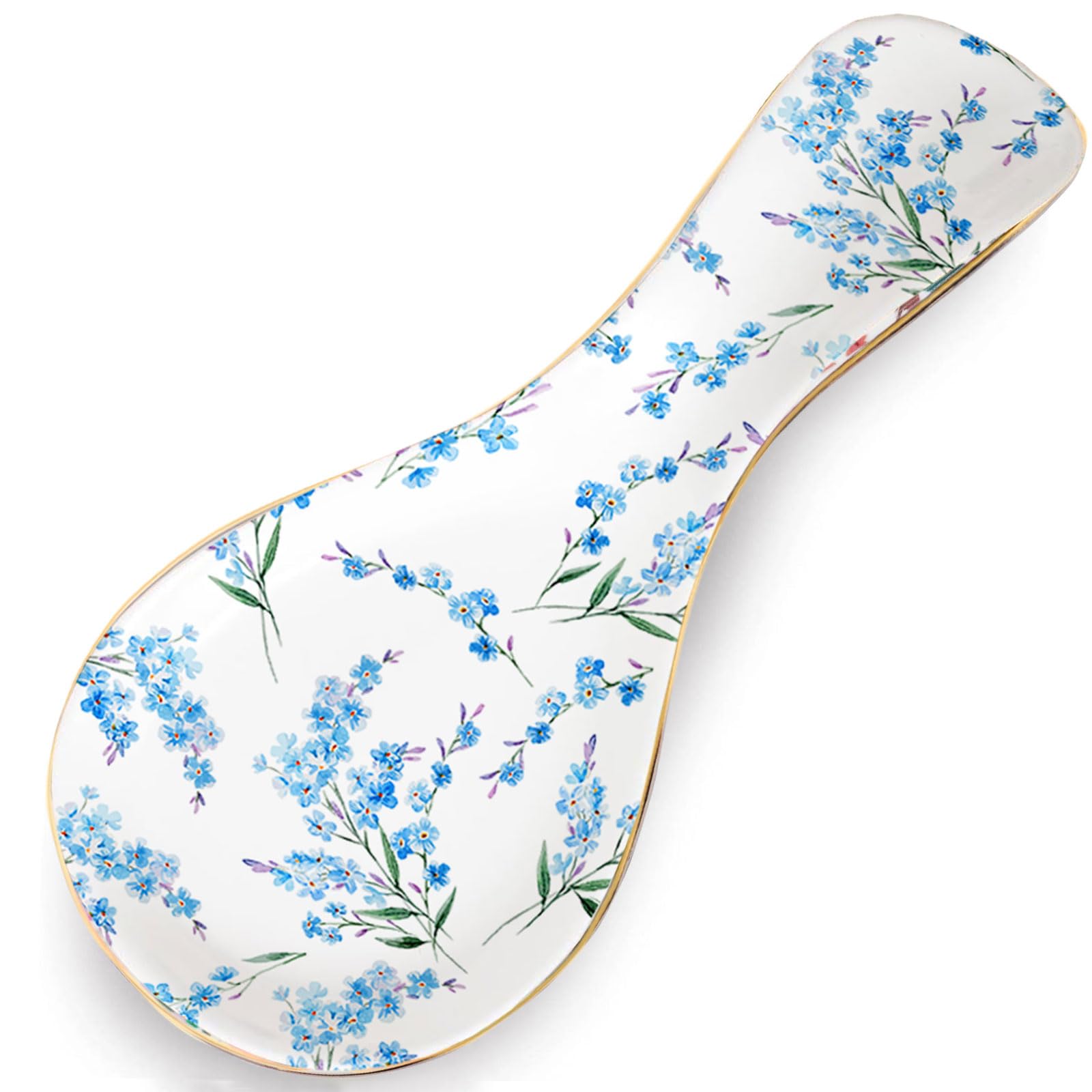 LEAZUL reposacucharas cerámico con diseño floral leopardo dorado para encimeras