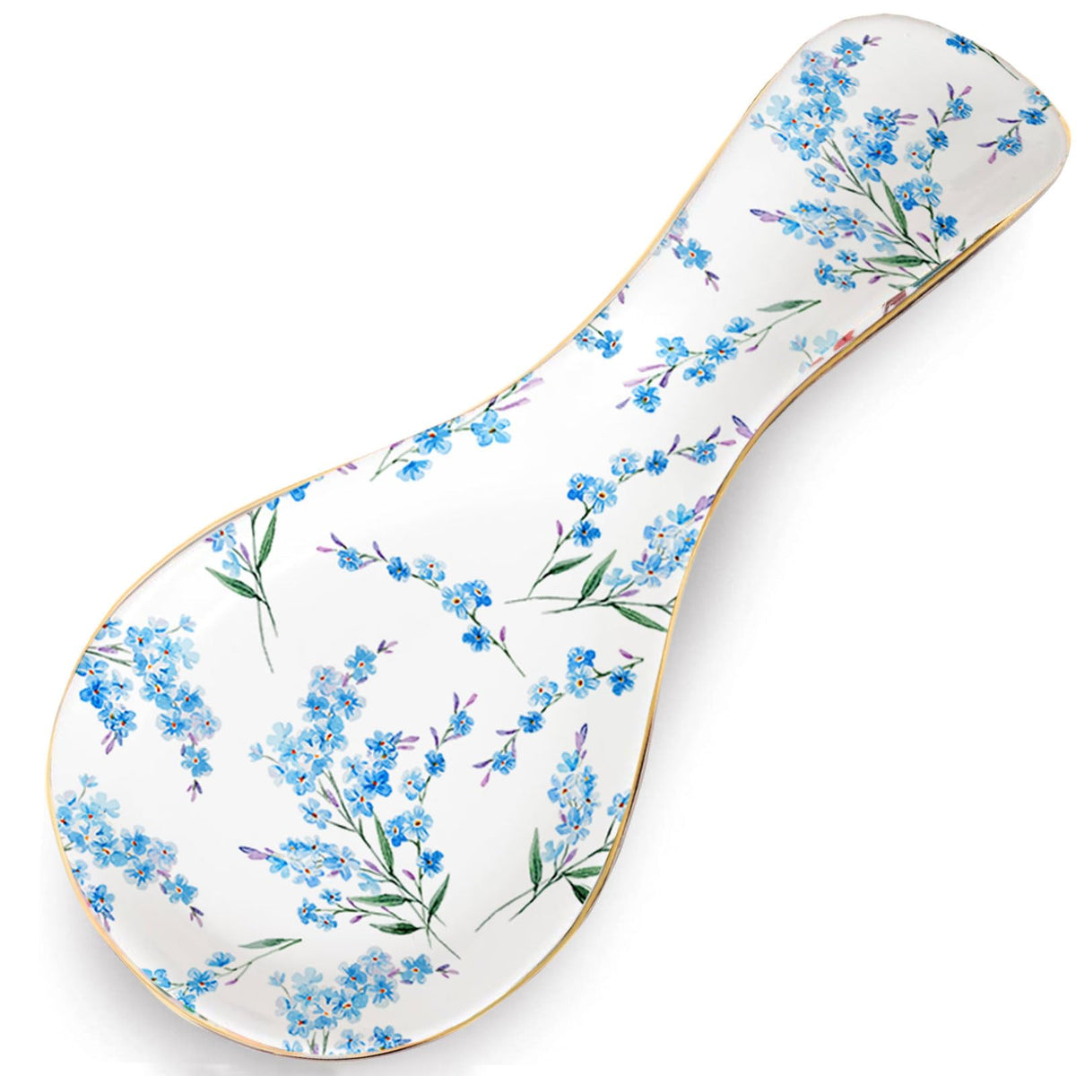 LEAZUL reposacucharas cerámico con diseño floral leopardo dorado para encimeras