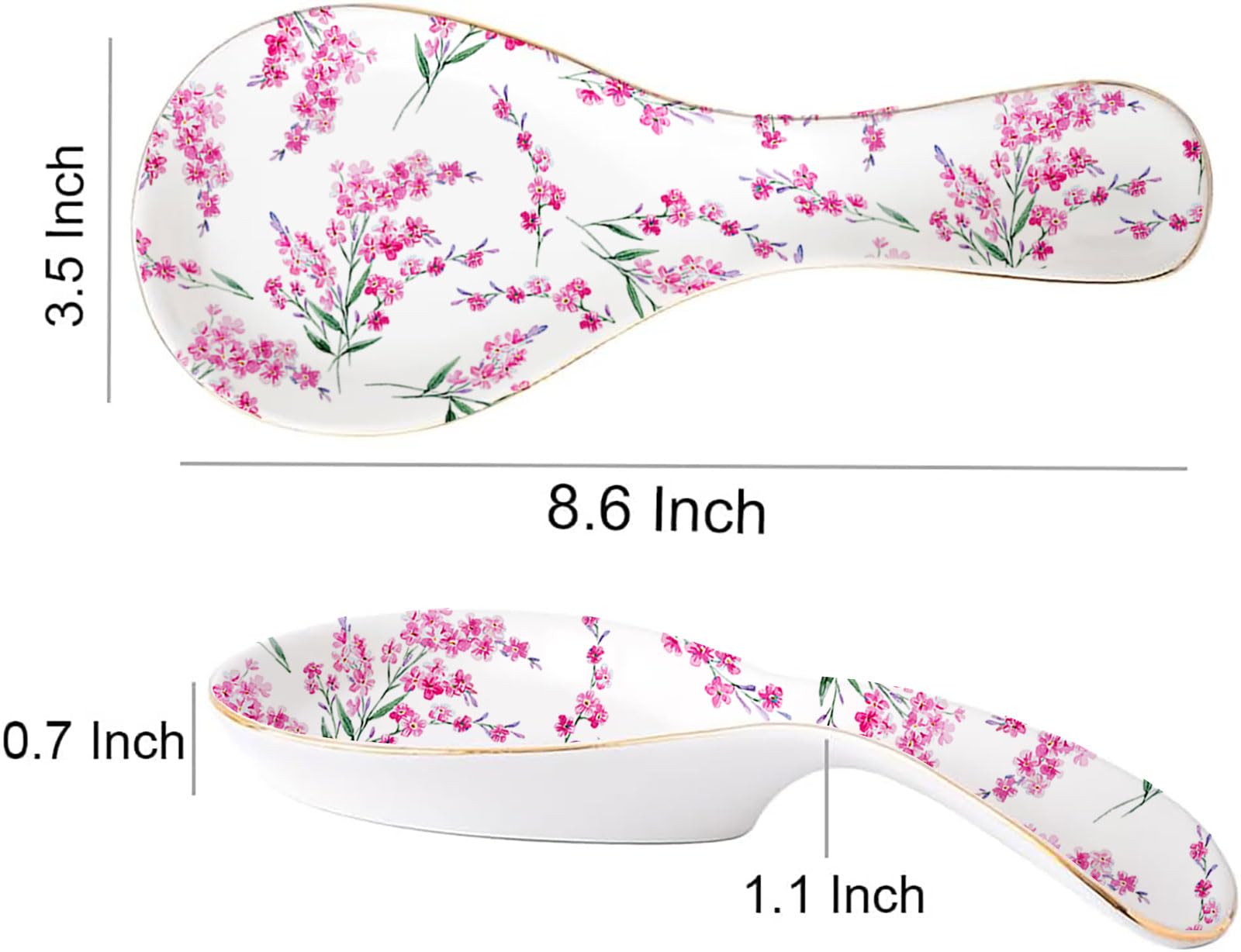 LEAZUL reposo cerámico con impresión floral, perfecto para mantener cucharas secas y al alcance.