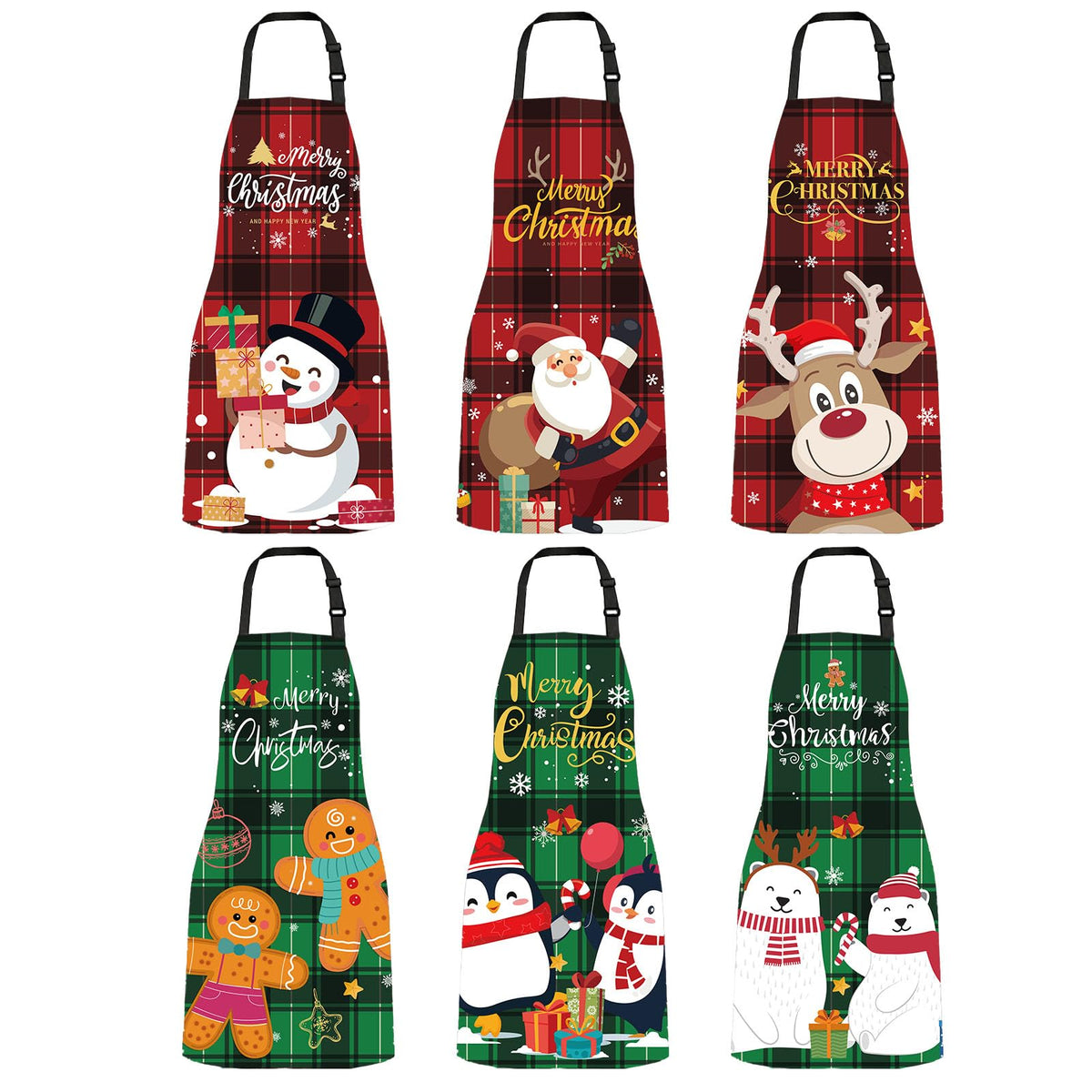 Lebsitey delantal-navidad-6piezas-ajustables ideal para uso diario y fiestas