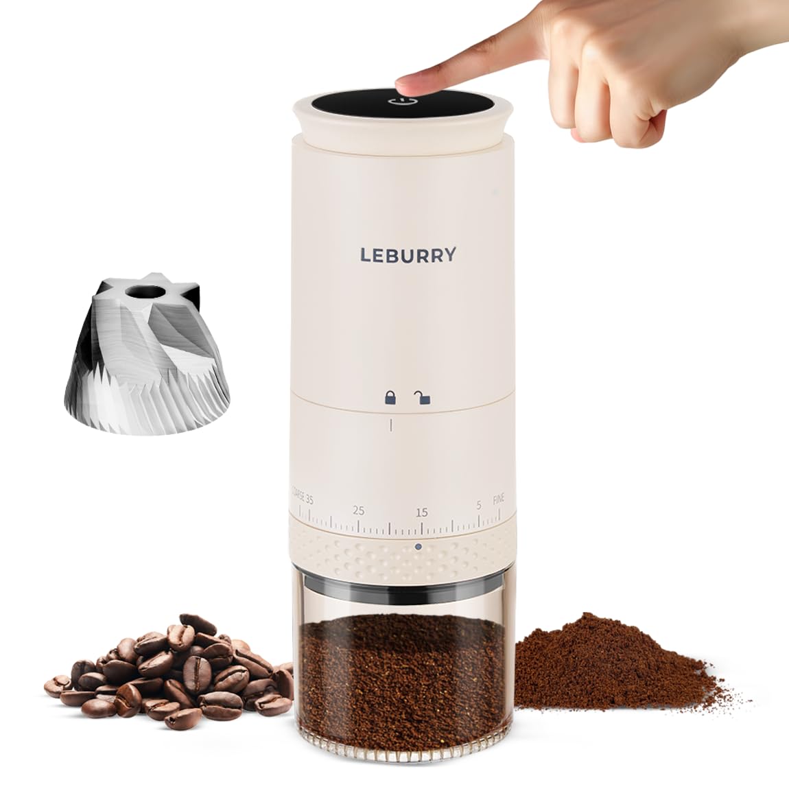 LEBURRY molinillo portátil con muelas para viaje y café recién molido