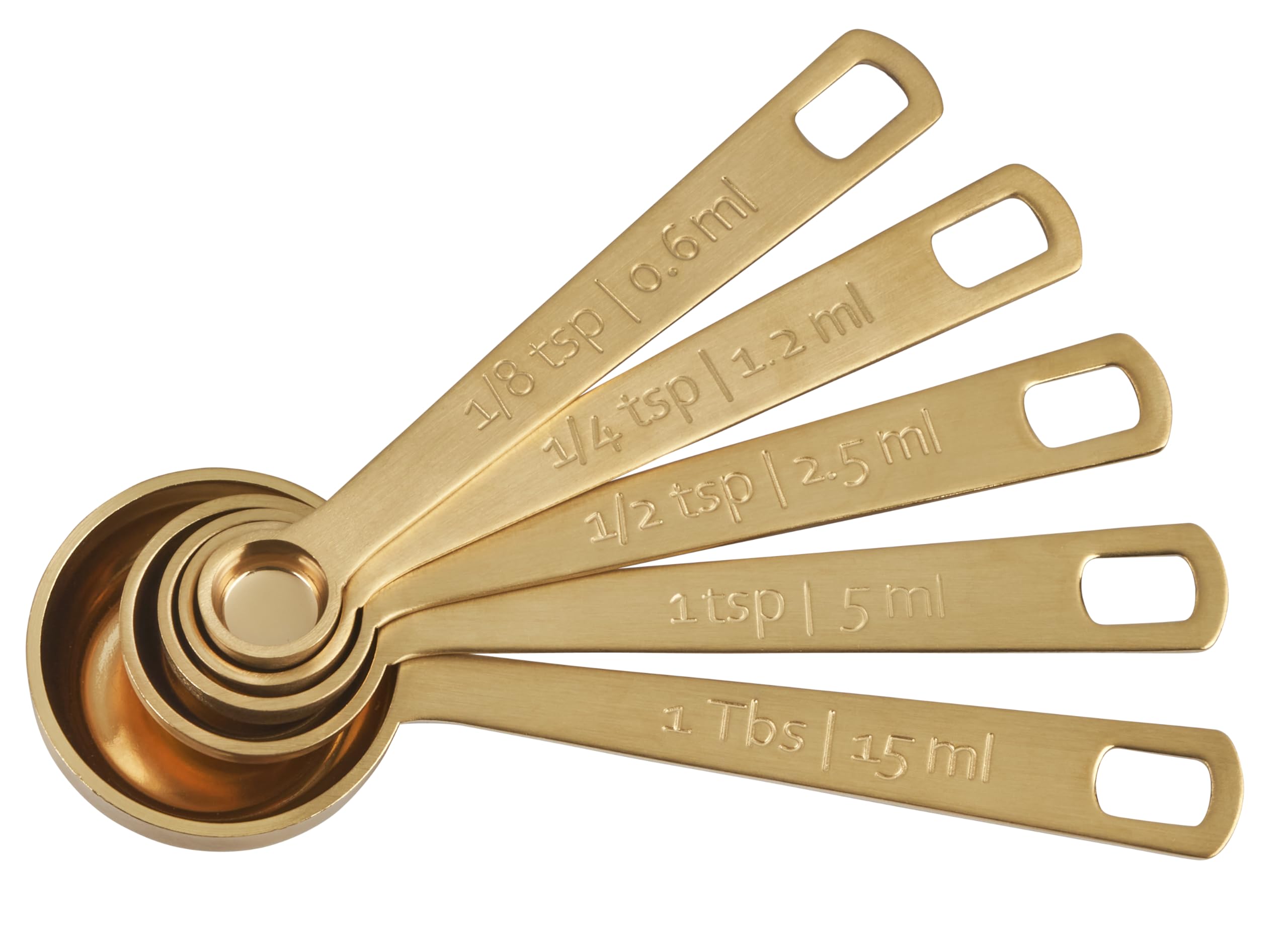 Le Creuset cucharas medidoras oro, conjunto de 5 piezas, precisión para hornear.
