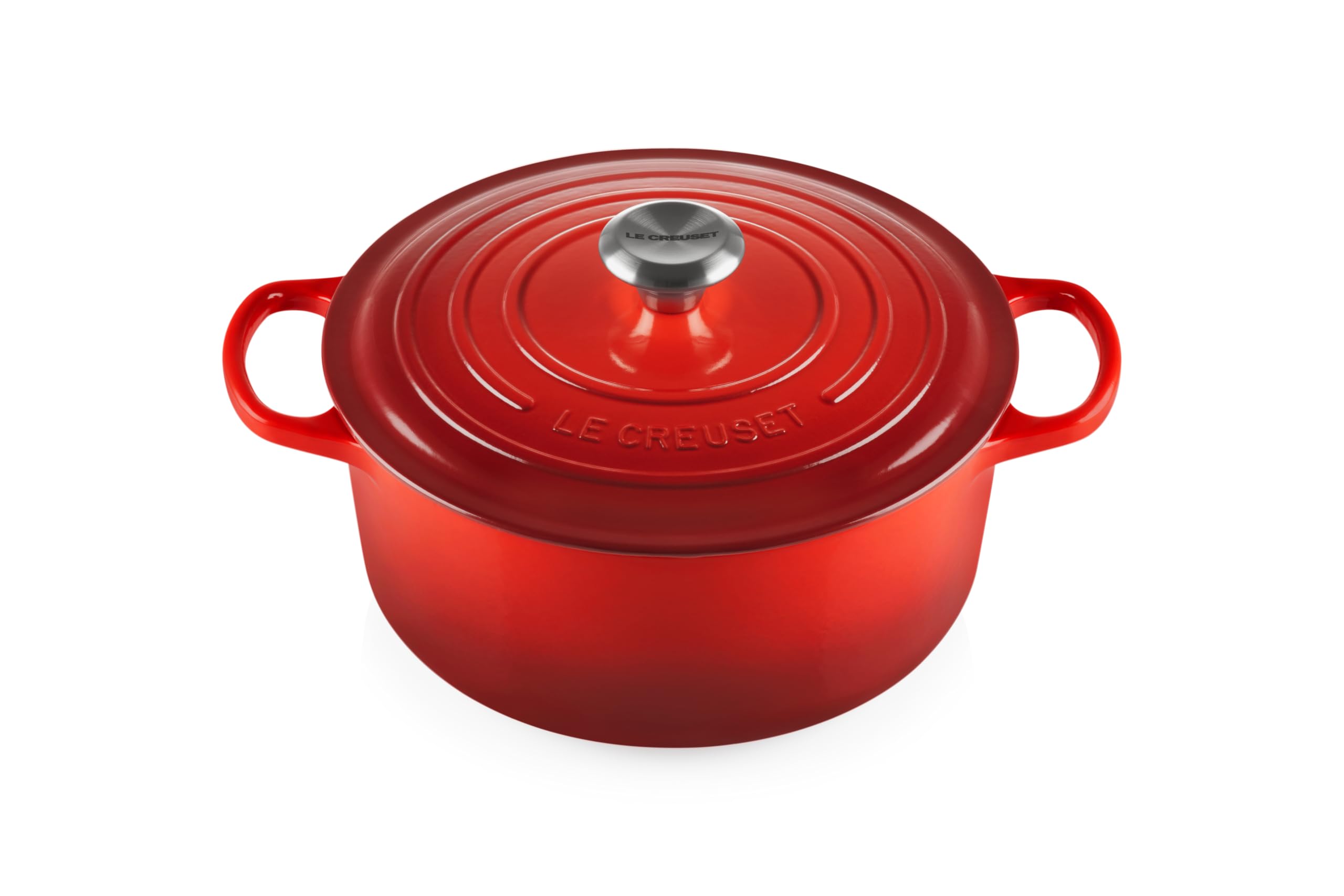 Le Creuset olla-enamegada-redonda-cerise, acabado esmaltado, cocción uniforme