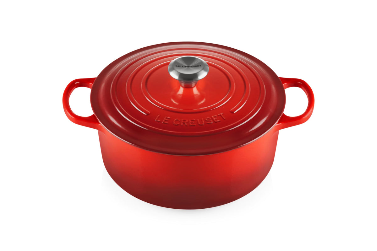 Le Creuset olla-enamegada-redonda-cerise, acabado esmaltado, cocción uniforme