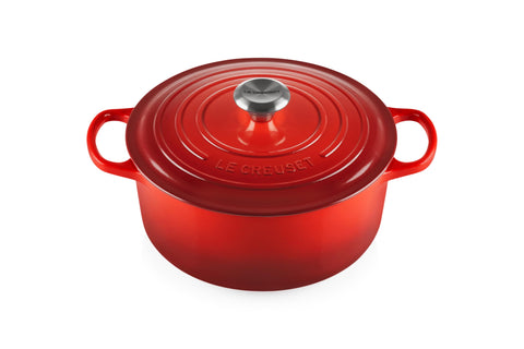Le Creuset olla-enamegada-redonda-cerise, acabado esmaltado, cocción uniforme