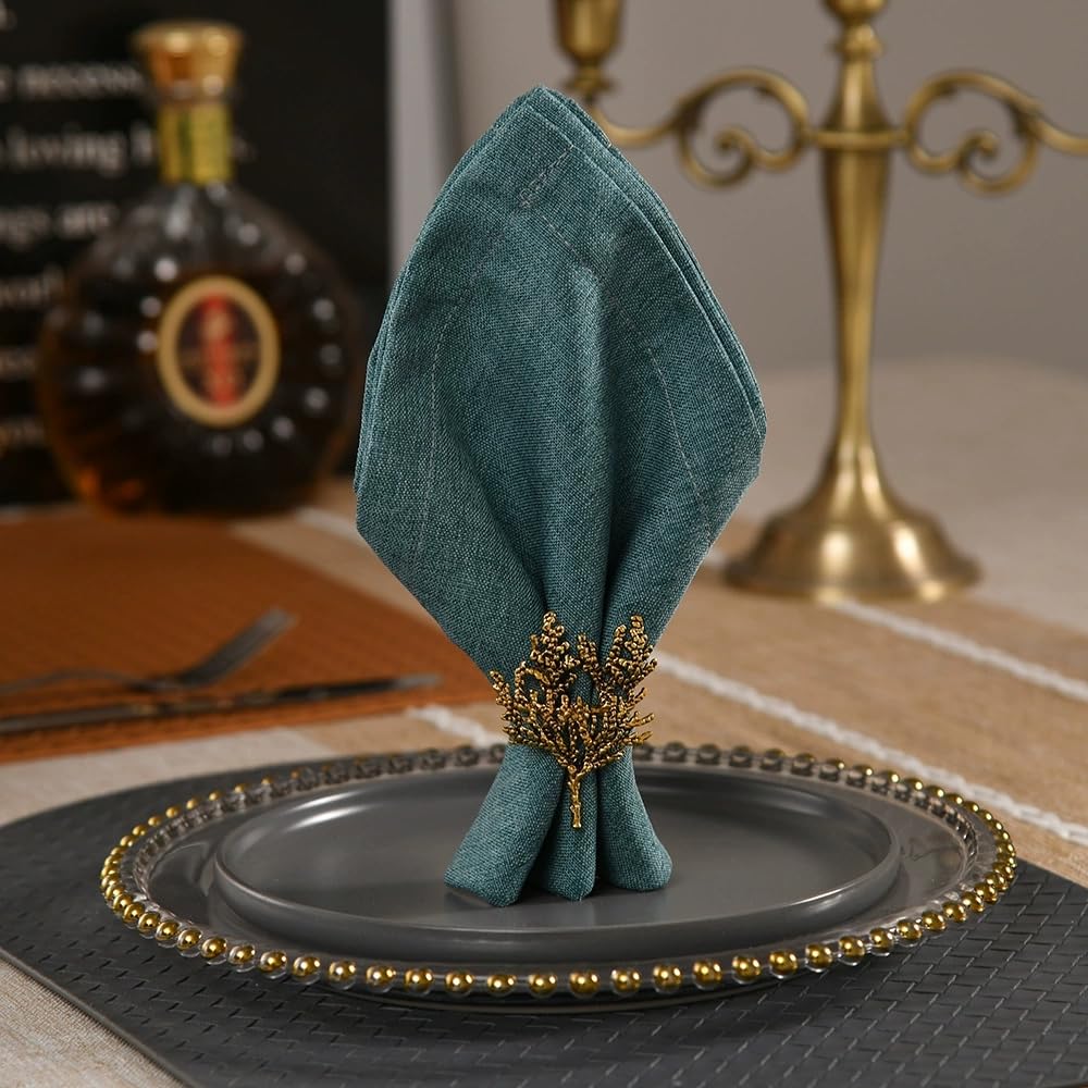 Lecrfung adorno de mesa con ramas doradas para servilletas, toque elegante.
