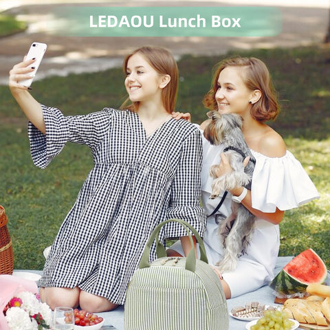 LEDAOU bolsa de almuerzo con dimensiones prácticas para caber tupper y snack.