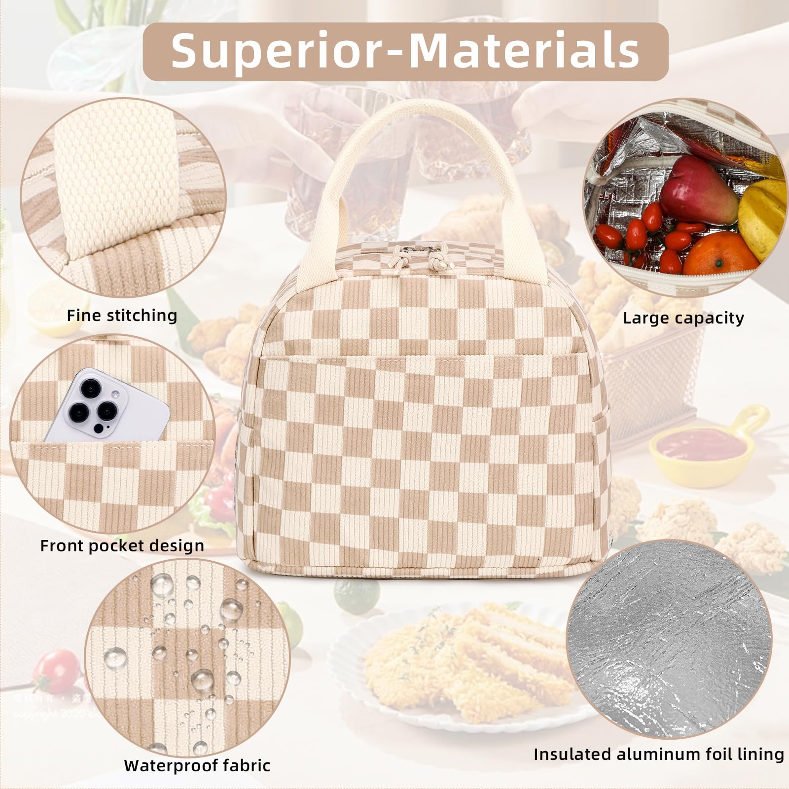 LEDAOU bolsa con amplio compartimento para almuerzo y bebidas.
