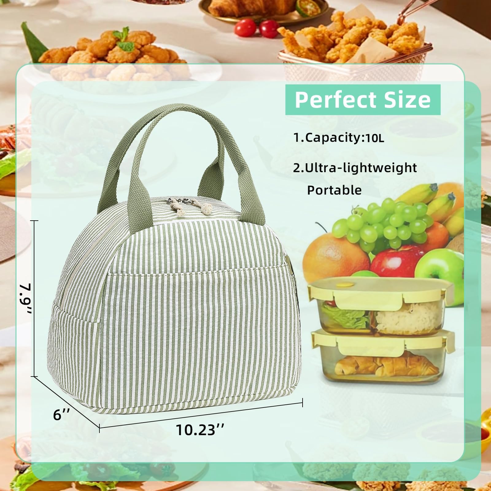 LEDAOU bolsa de almuerzo de pana con forro de aluminio impermeable.