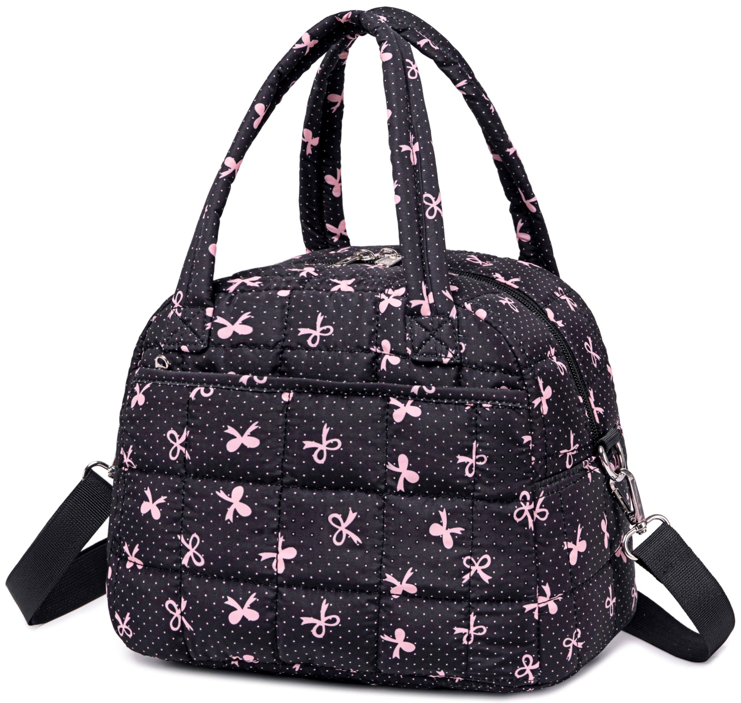 LEDAOU bolsa de almuerzo para mujer, exterior rosa con lazo, ideal para uso diario