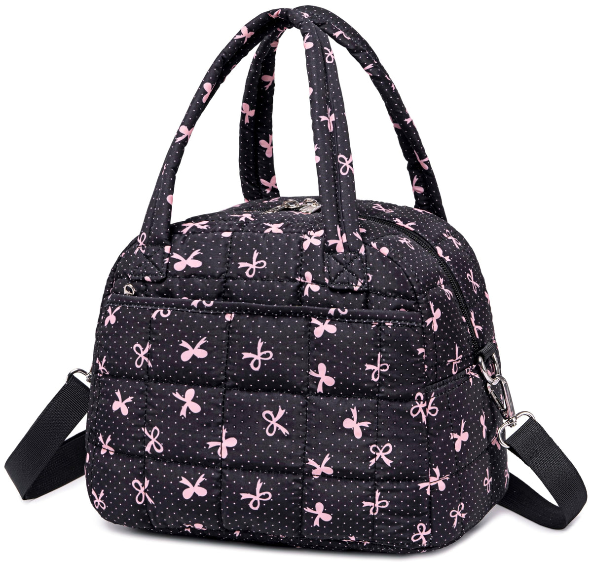LEDAOU bolsa de almuerzo para mujer, exterior rosa con lazo, ideal para uso diario