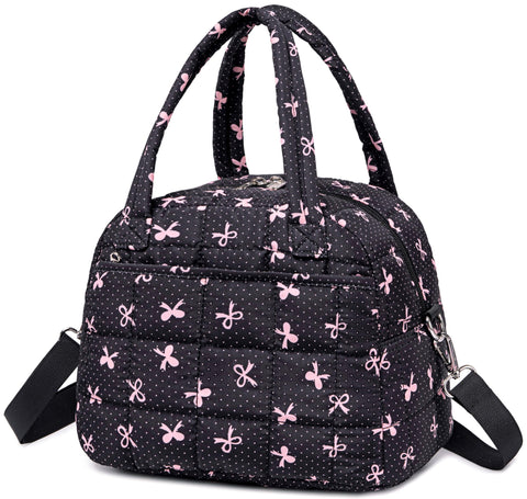 LEDAOU bolsa de almuerzo para mujer, exterior rosa con lazo, ideal para uso diario