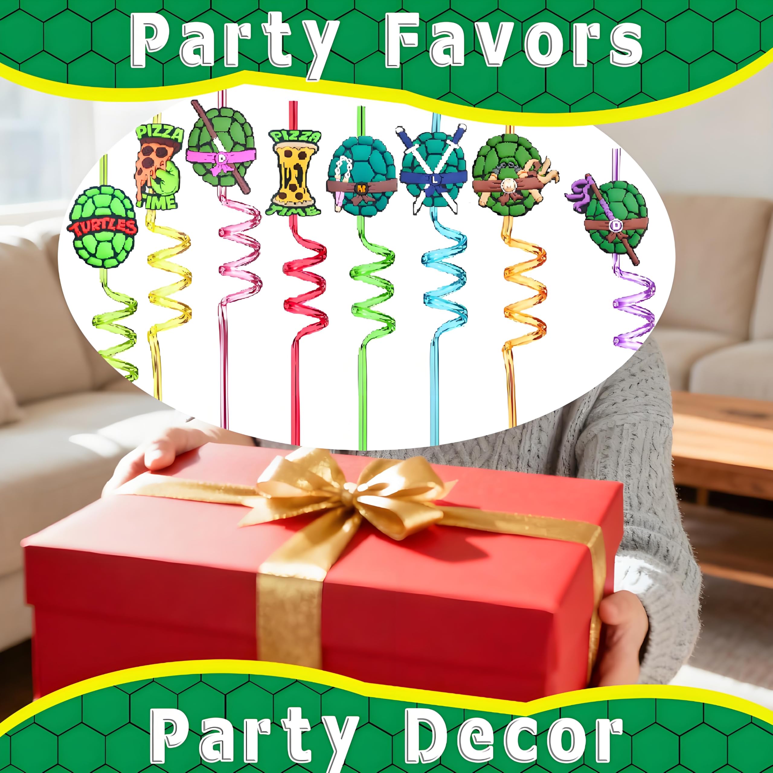 Pack de 24 pajitas LEDUO para fiestas Tortugas Ninja.
