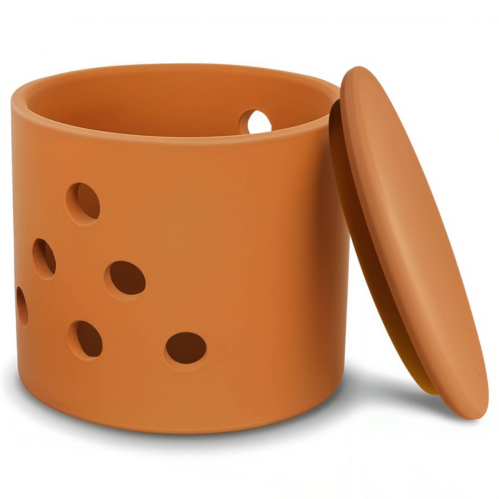 Contenedor de ajo LEEPENK en terracota con tapa para conservar frescura