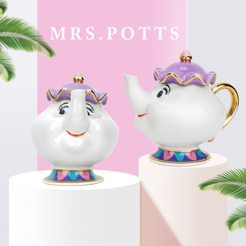 Juego de té Mrs Potts en porcelana blanca de LEEPENK para servir con estilo.