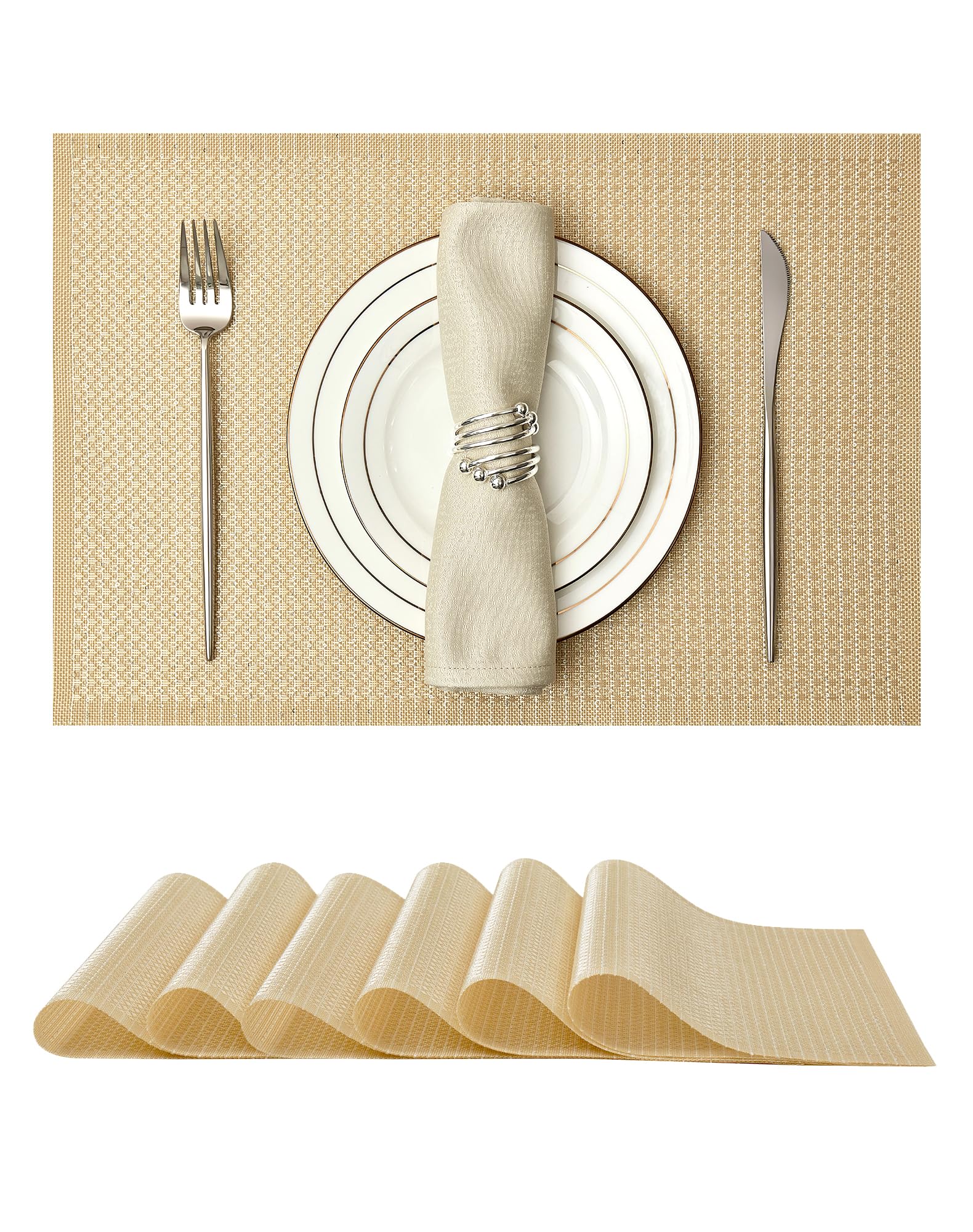 Mantel Leetaltree con lentejuelas doradas, ideal para cenas elegantes y limpieza rápida ante derrames.