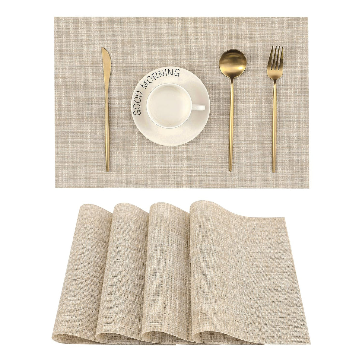 Leetaltree mantel beige de doble cara para mesa elegante y práctica.