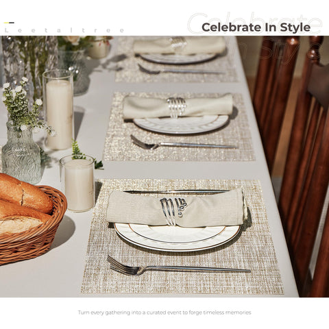 Mantel Leetaltree, hilo metalico brillante añade destellos a la mesa.