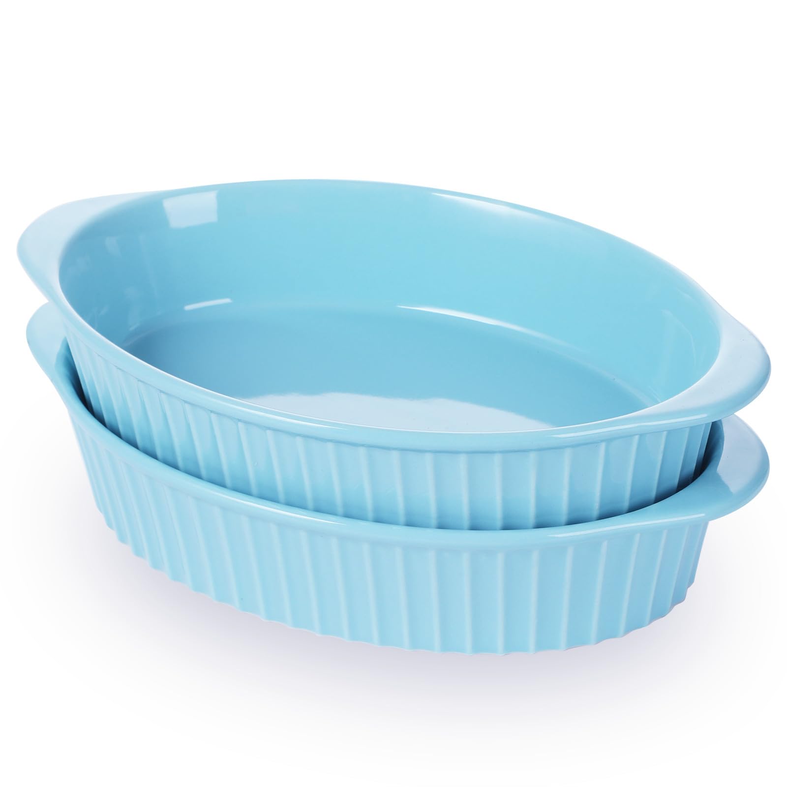 LEETOYI bandeja oval turquesa para porciones individuales, gratinado