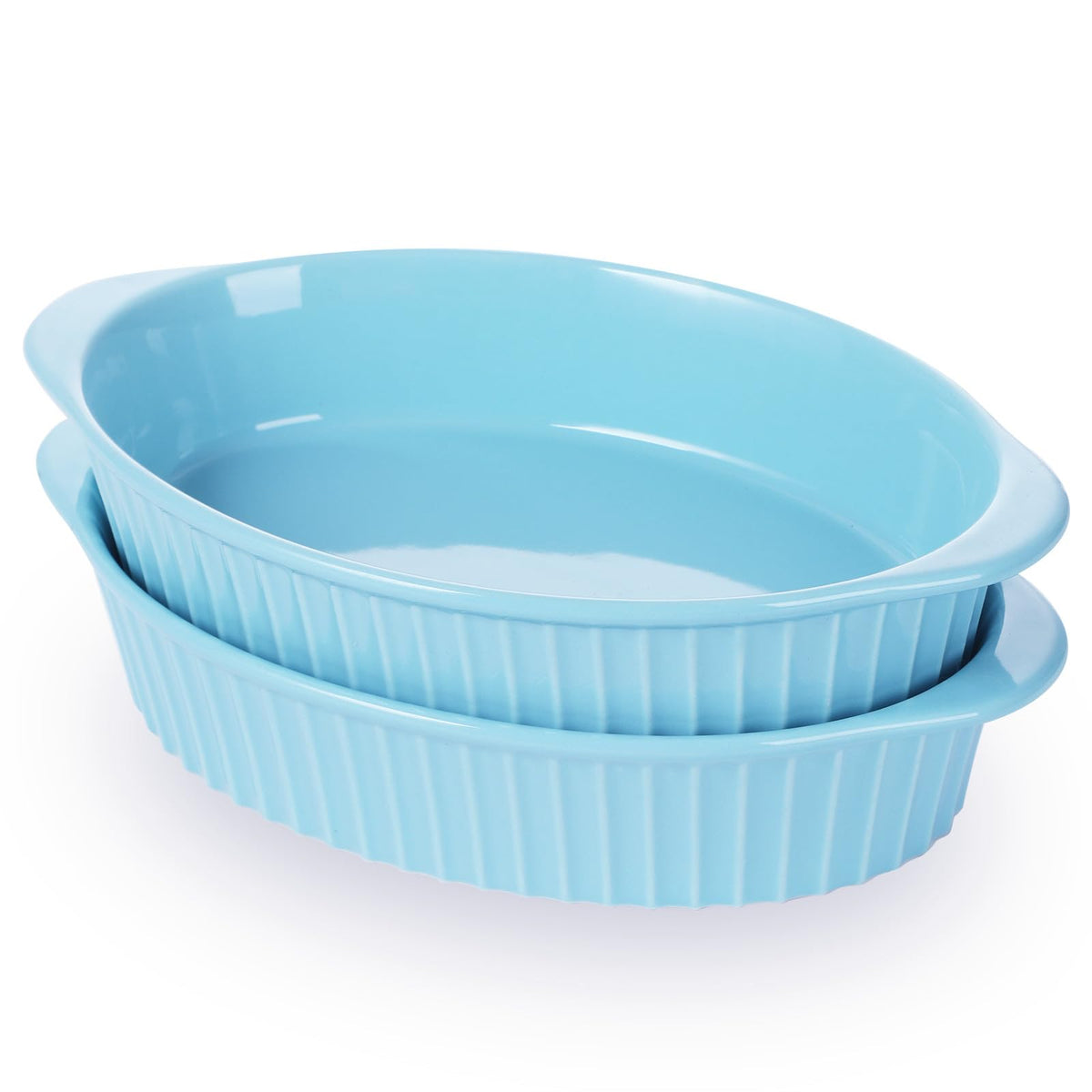 LEETOYI bandeja oval turquesa para porciones individuales, gratinado