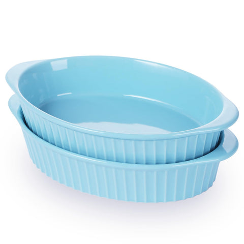 LEETOYI bandeja oval turquesa para porciones individuales, gratinado