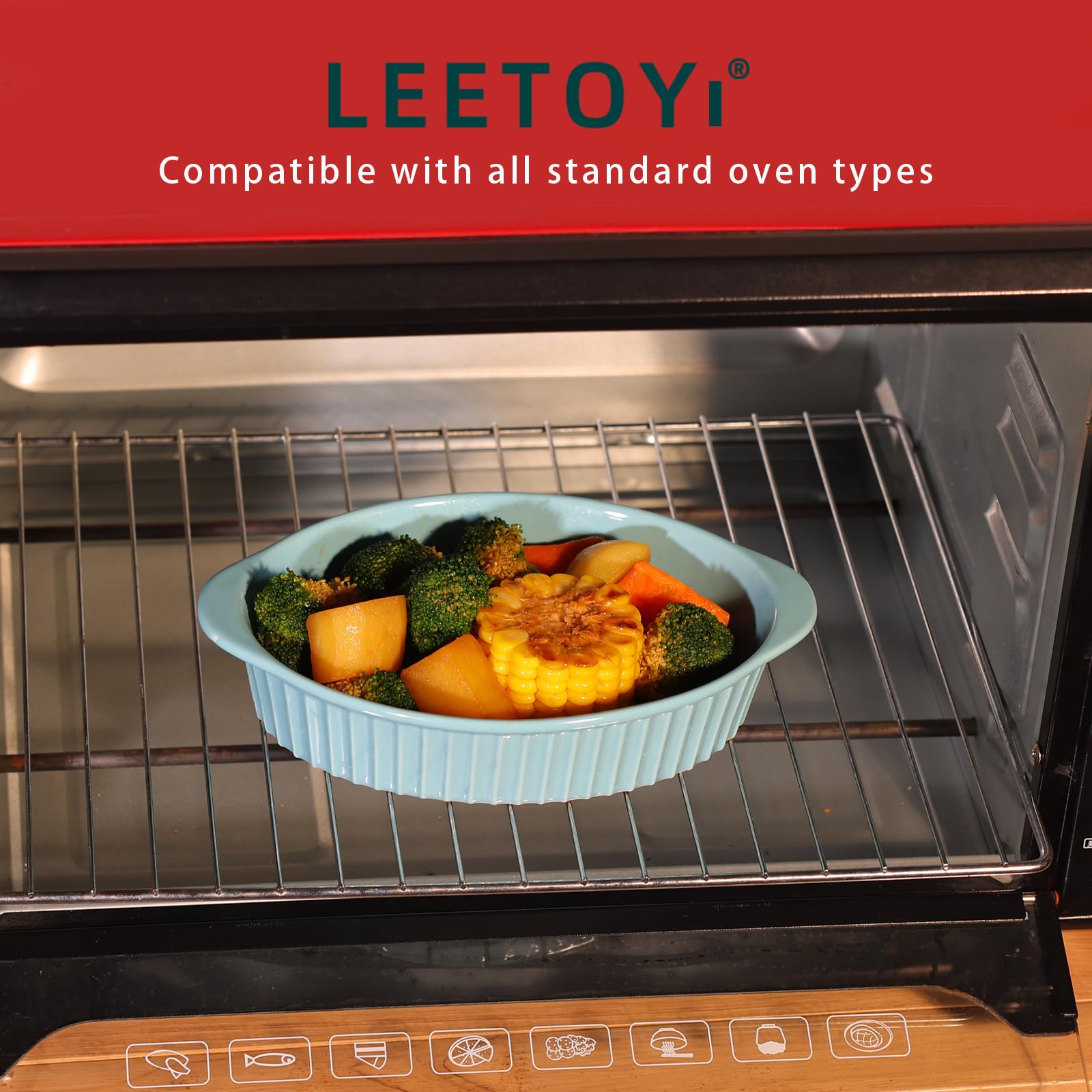 LEETOYI apto para horno y microondas, conserva calor de forma uniforme