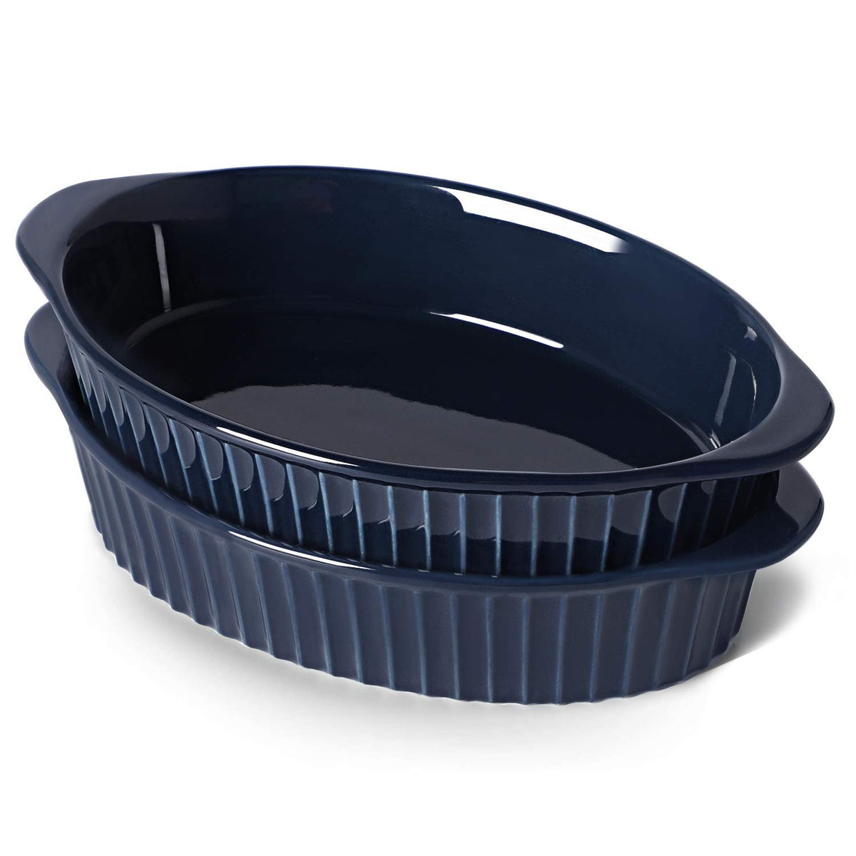 LEETOYI bandejas ovaladas de porcelana Navy para gratinado de 1–2 raciones