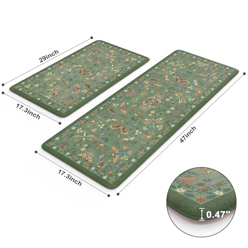 LEEVAN alfombra cocina confort espuma de memoria verde, soporte para pies y espalda