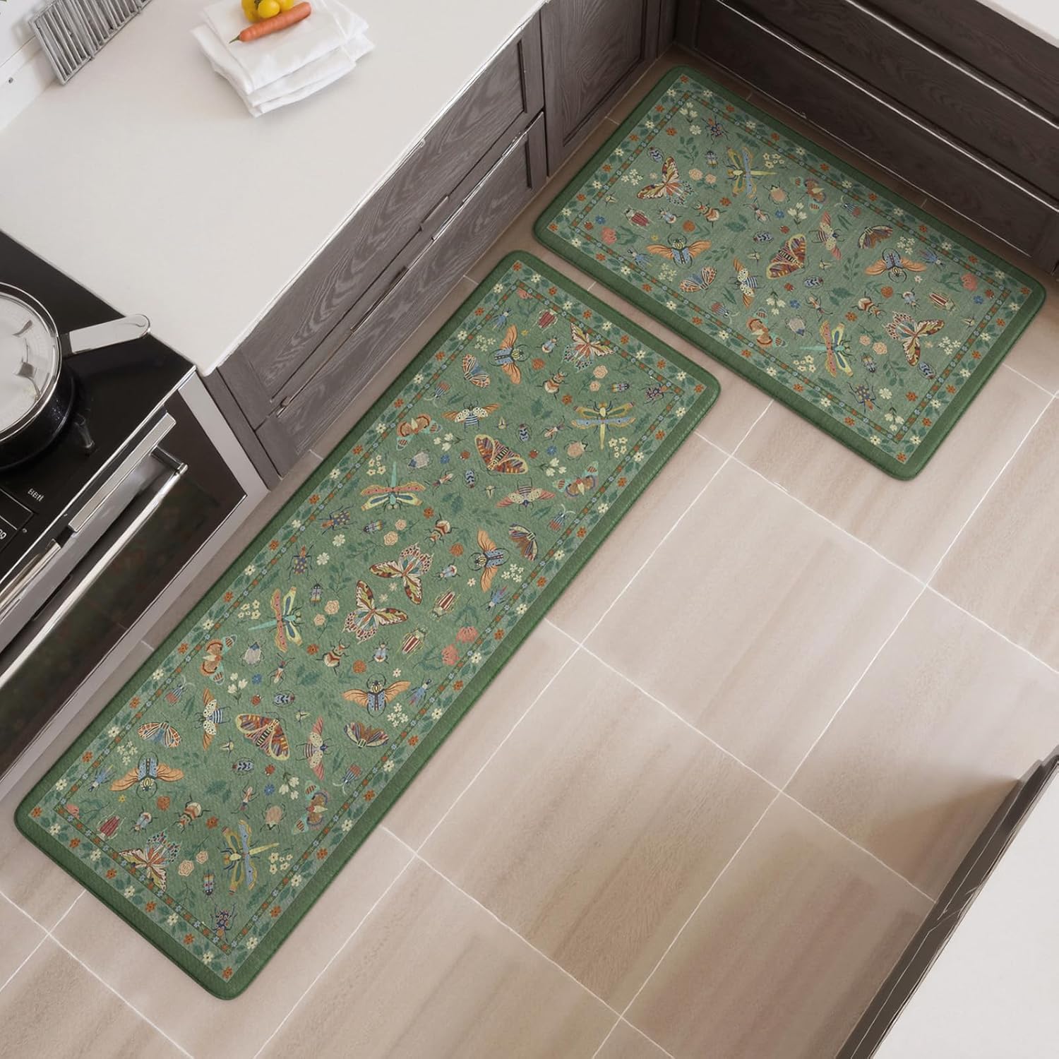 LEEVAN alfombra escritorio cocina ergonómica verde, ideal para largas jornadas