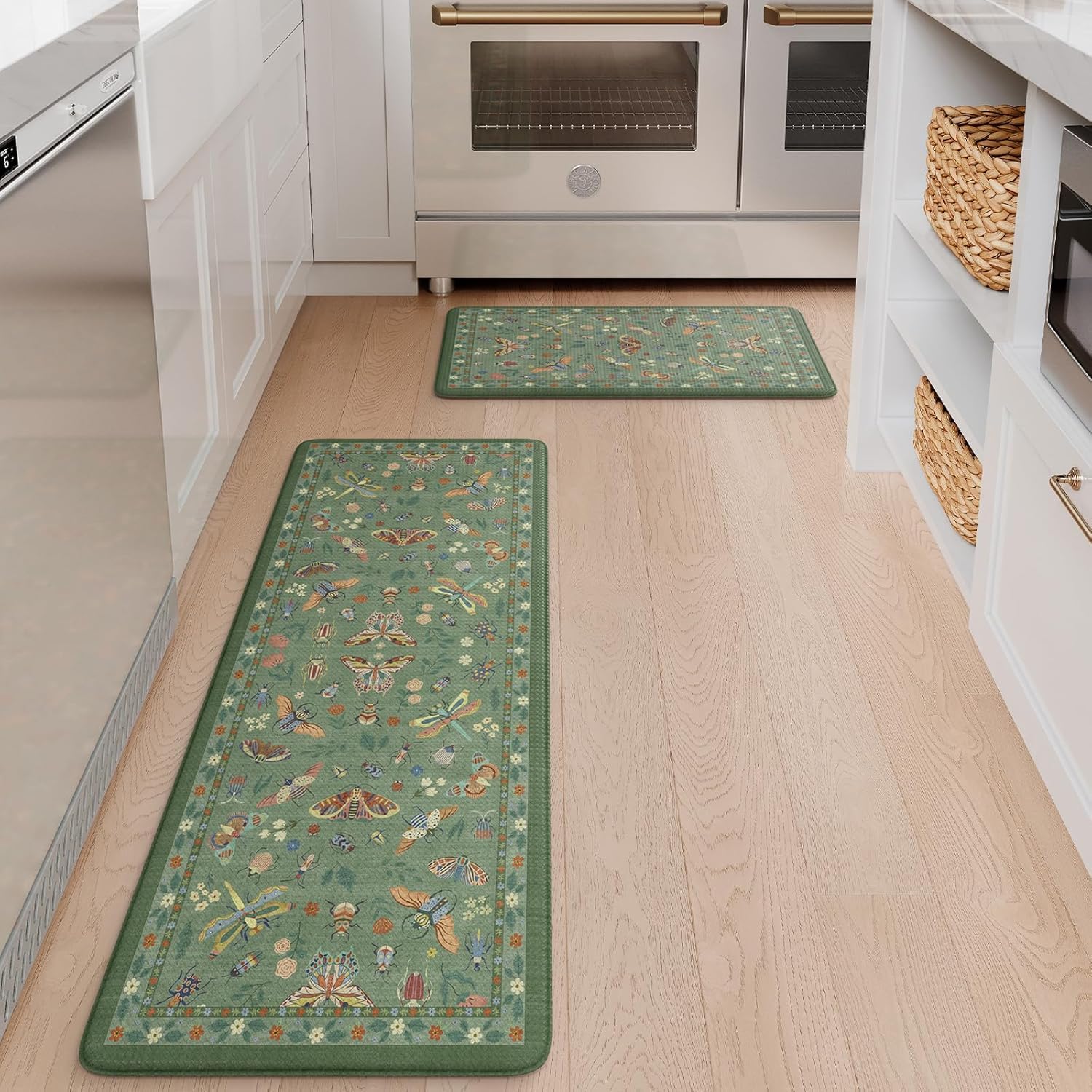 LEEVAN alfombra uso múltiple verde, apta para cocina, entrada y despacho