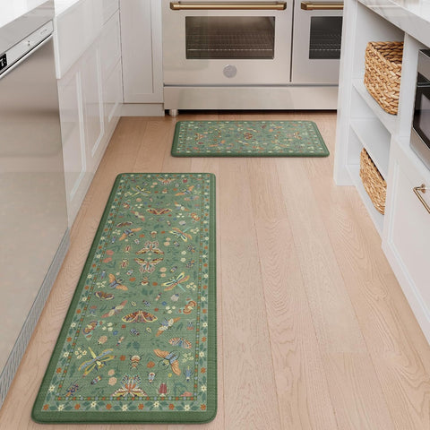 LEEVAN alfombra uso múltiple verde, apta para cocina, entrada y despacho