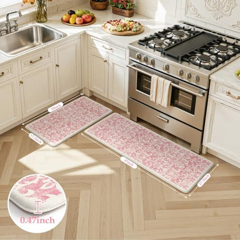 LEEVAN diseño floral vintage rosa, añade estilo suave a cocinas modernas.
