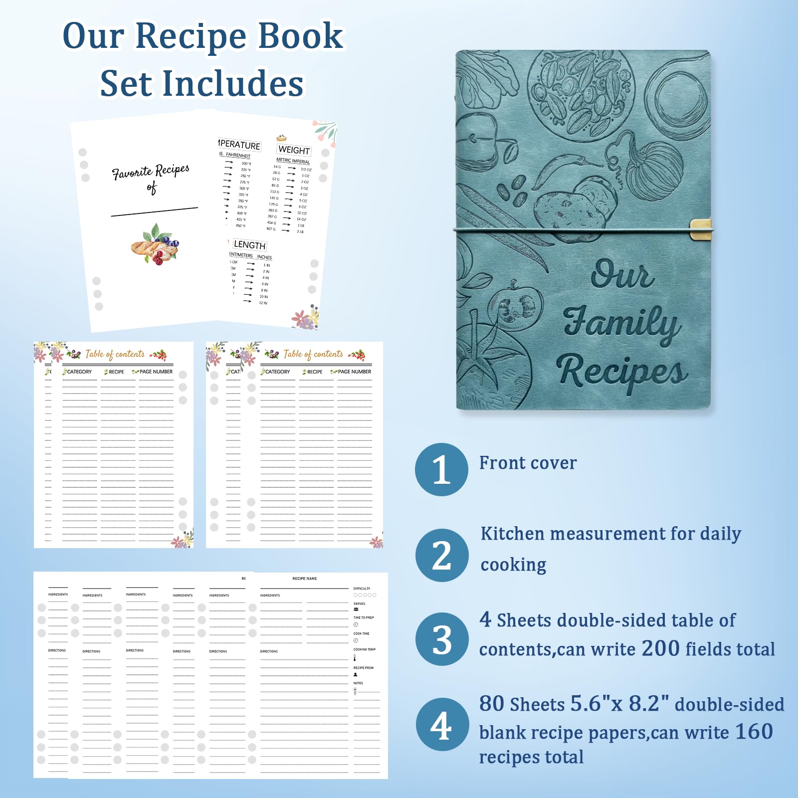 Leeveel libro de recetas con anillas de encuadernación, fácil de reorganizar.