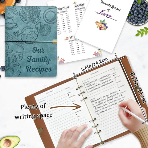 Leeveel libro de recetas con hojas en blanco doble cara para escribir.