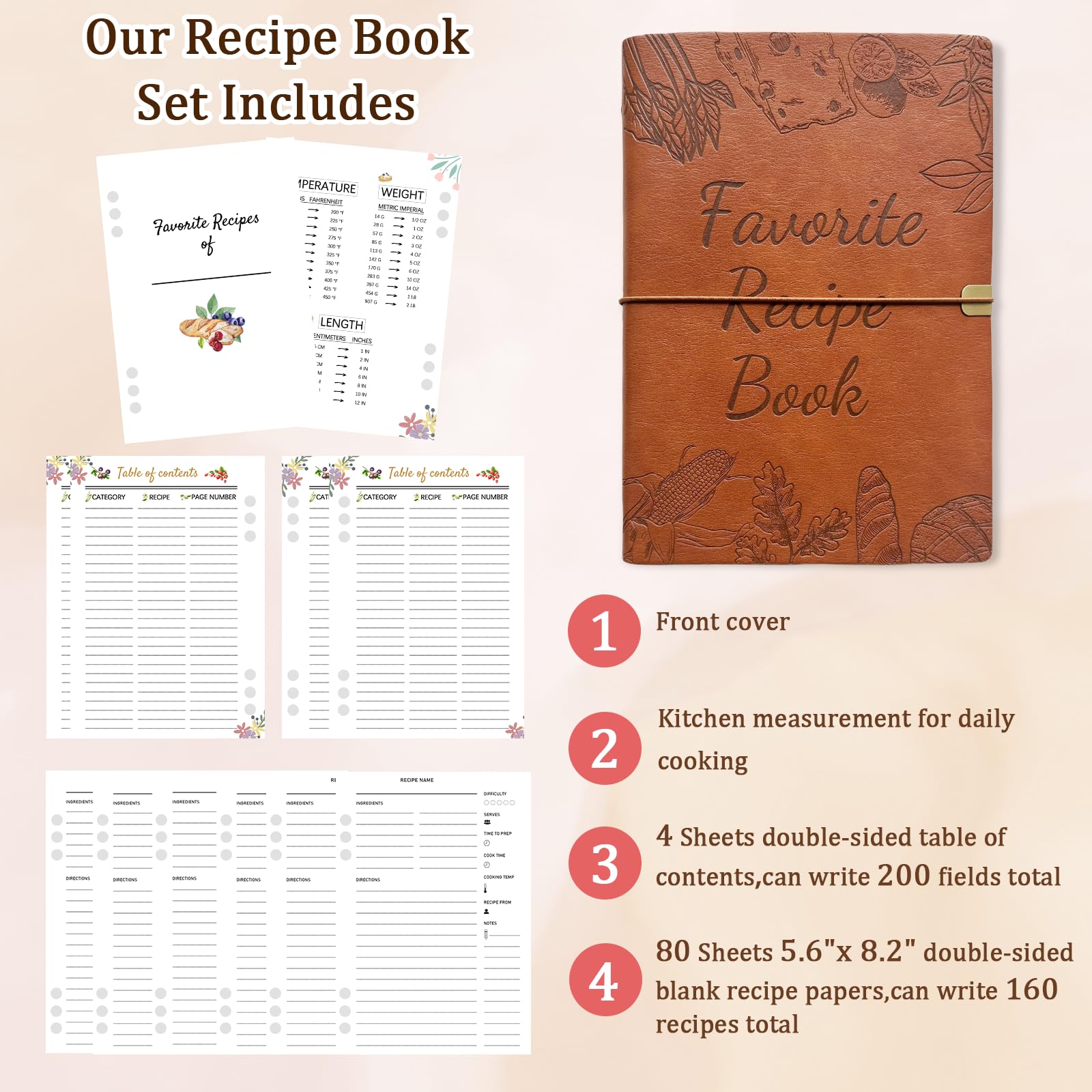 Leeveel libro de recetas con índice doble cara para organizar recetas.