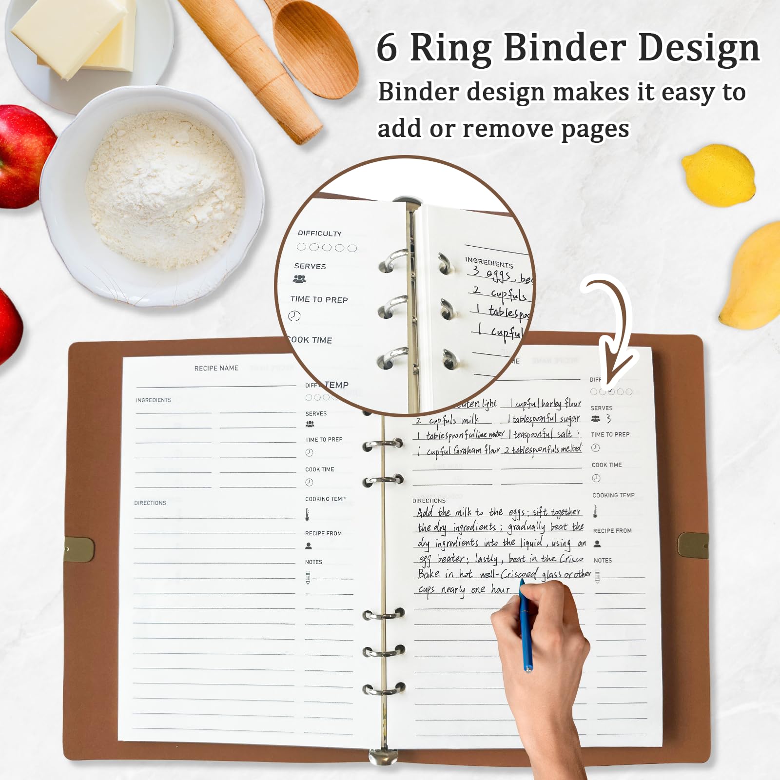 Leeveel cuaderno de tamaño compacto para la cocina y el registro.