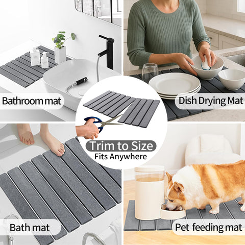 Uso en baño o área de mascotas, superficie suave al tacto.
