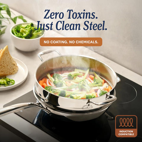 LEGEND COOKWARE capas 5-ply, distribución uniforme del calor para resultados consistentes.