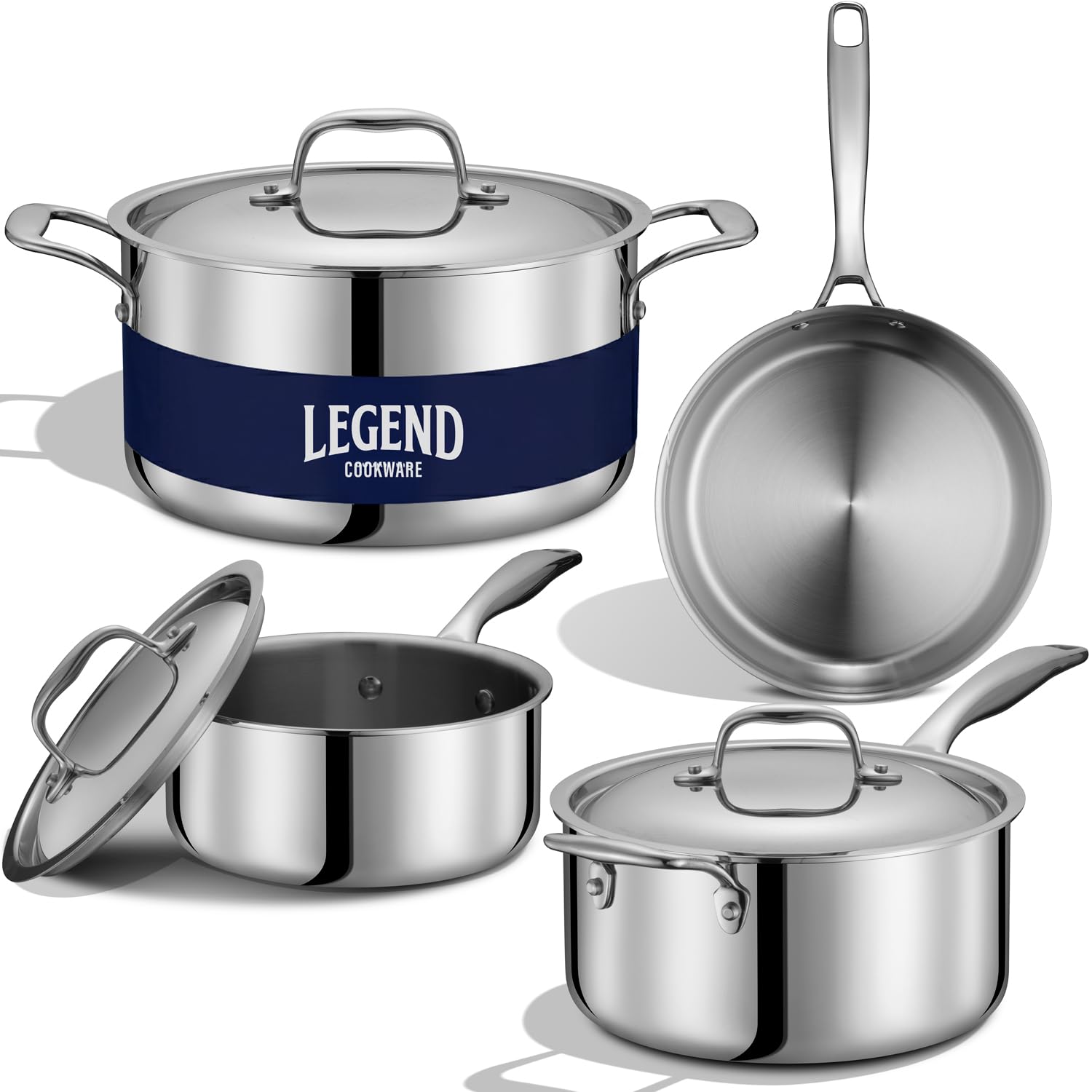 LEGEND COOKWARE conjunto siete piezas, versátil para diversas recetas diarias.