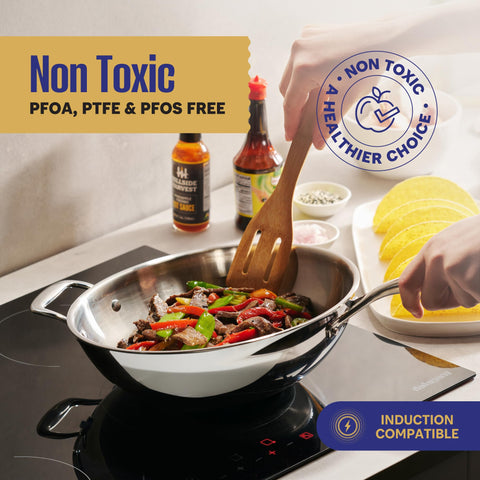 Tapa de LEGEND COOKWARE para wok, seguro y resistente.