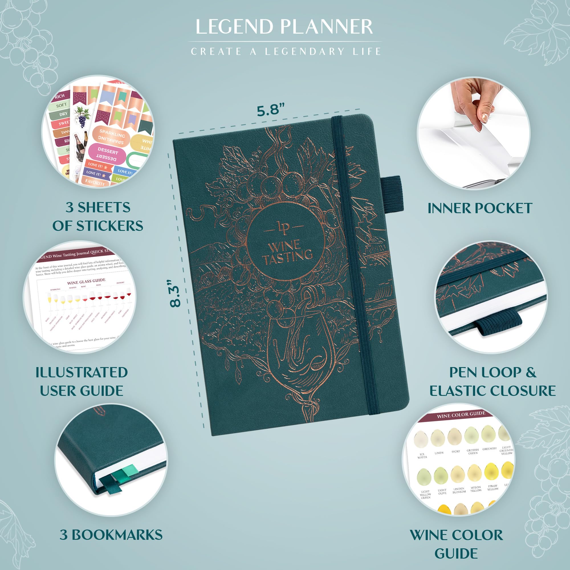 Legend Diario de Cata de Vino, página de notas para registrar vinos