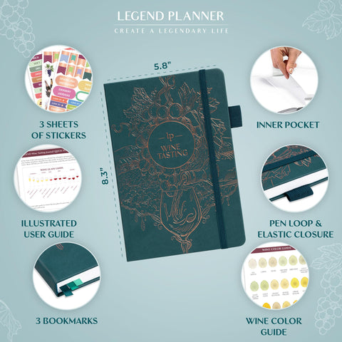 Legend Diario de Cata de Vino, página de notas para registrar vinos