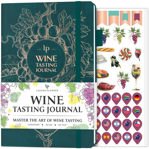 Legend Diario de Cata de Vino, portada en cuero eco, ideal para registrar catas