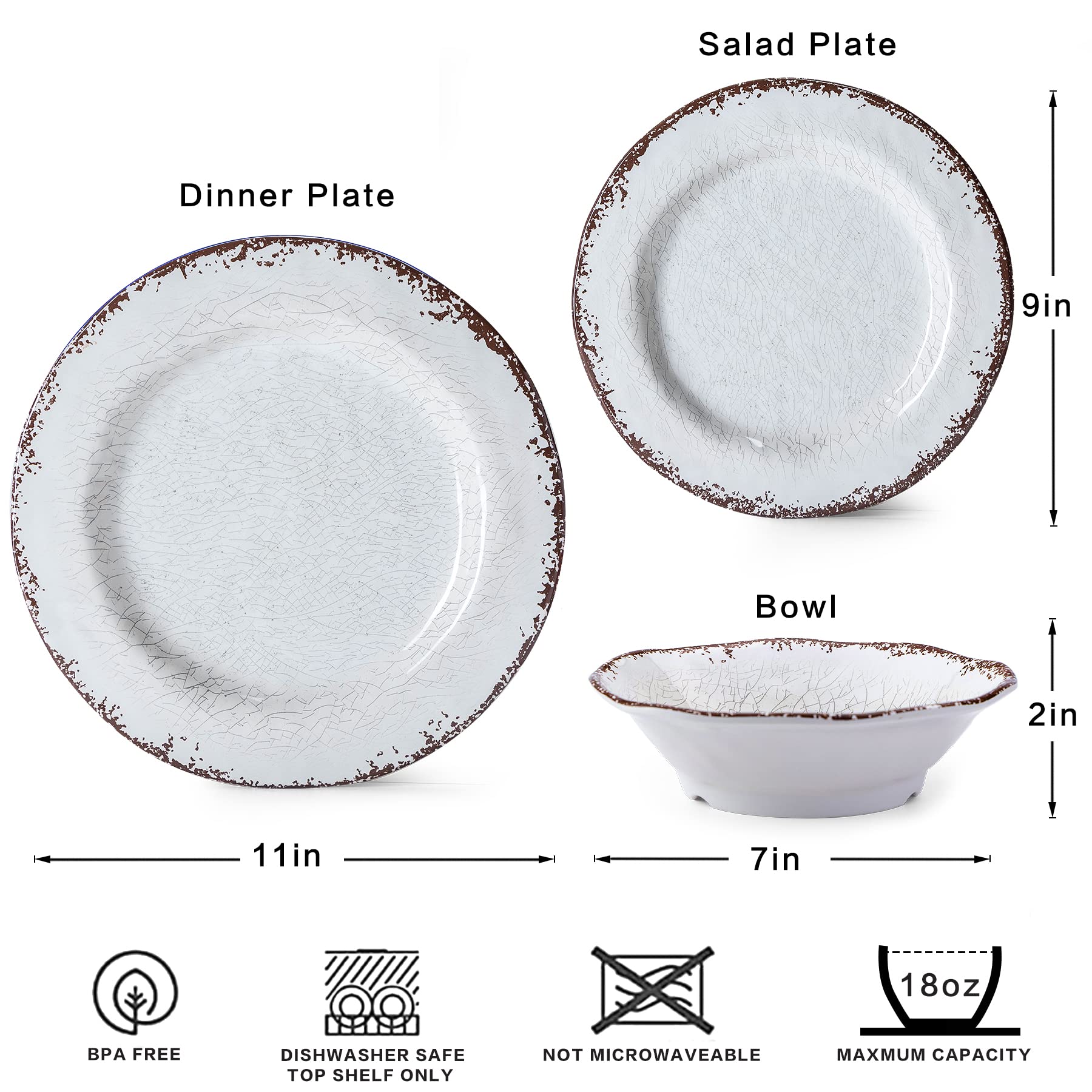 LEHAHA Vintage melamina: diseño campestre, ideal para comedor al aire libre
