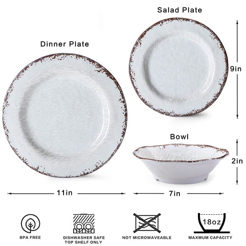 LEHAHA Vintage melamina: diseño campestre, ideal para comedor al aire libre